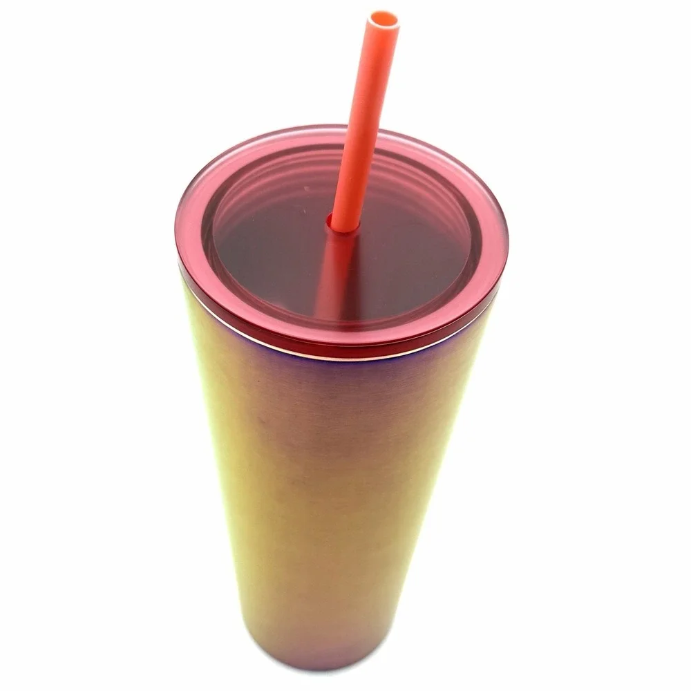 Starbucks 24oz Iridescent Stainless Steel Cold Cup Tumbler‎ Venti with Straw